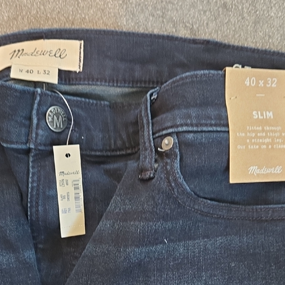 Madewell Men's Straight Dark Blue Jeans - Picture 2 of 3